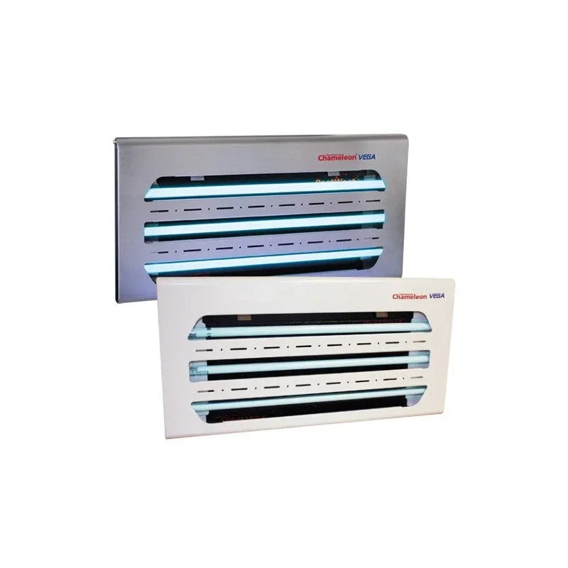 Chameleon Vega, lampada insetticida a colla ultrapiatta in acciaio inox