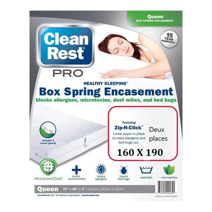 Housse de sommier punaises de lits CleanRest Pro – 2 places – 160 x 190 - Anti Insecte