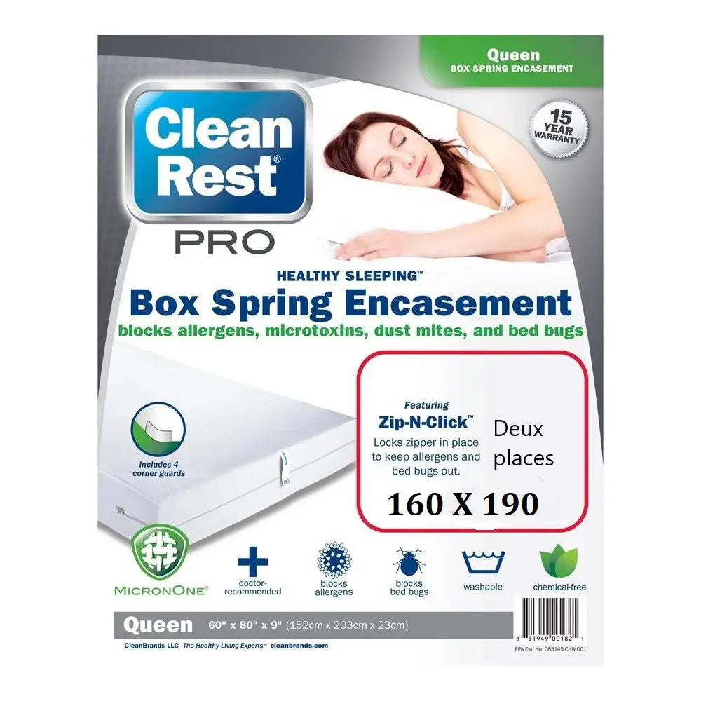 Housse de matelas punaises de lits CleanRest Pro – 2 places – 160 x 190 - Anti Insecte