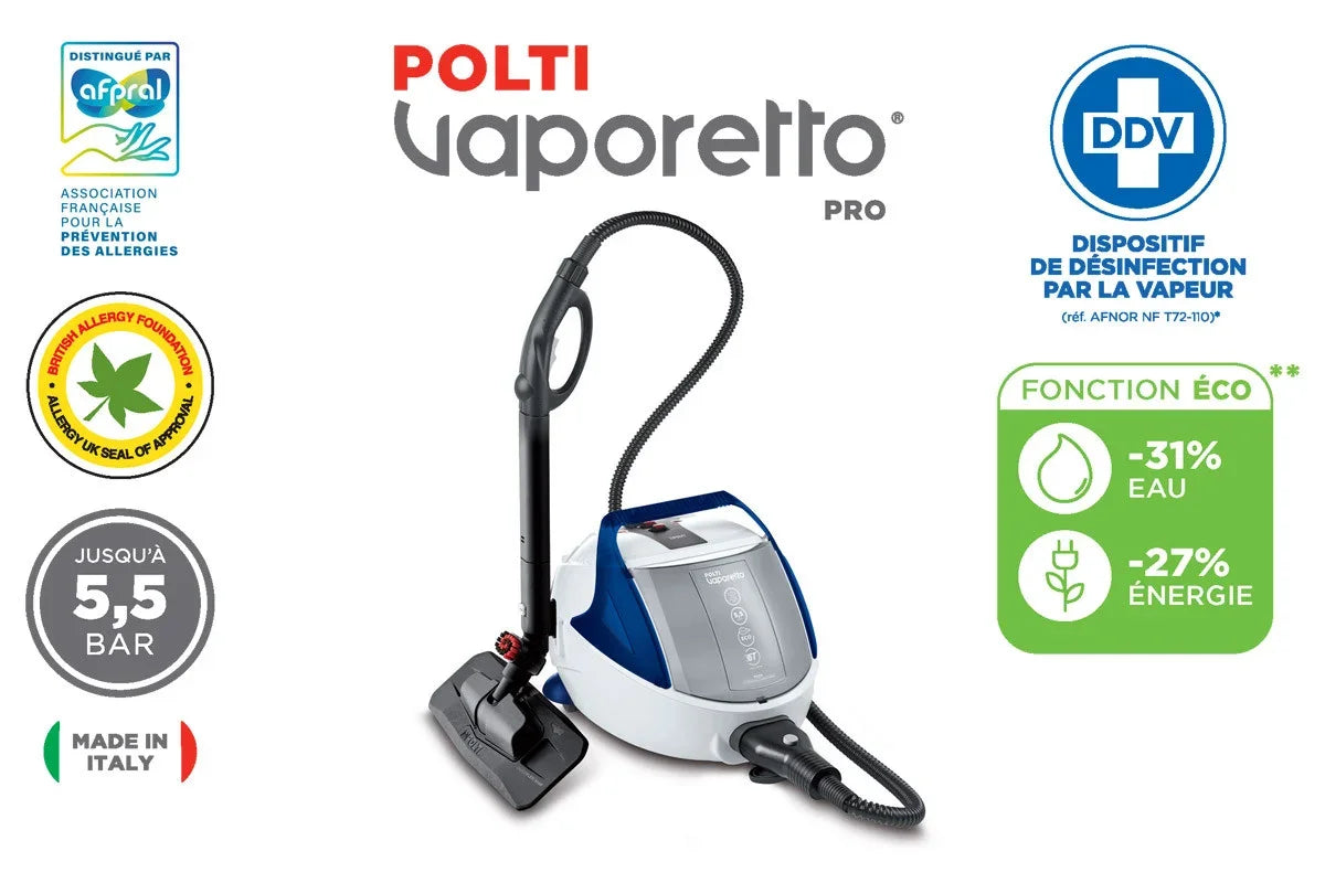 Nettoyeur Vapeur Anti-Punaises de Lit 2en1 – Polti Vaporetto Pro 100 + Sani System Gun