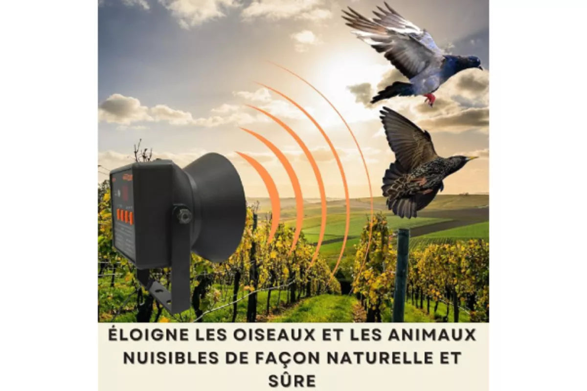 BIRD STOP PRO - Répulsif Sonore anti Pigeons et Oiseaux (couvre 5000m²)